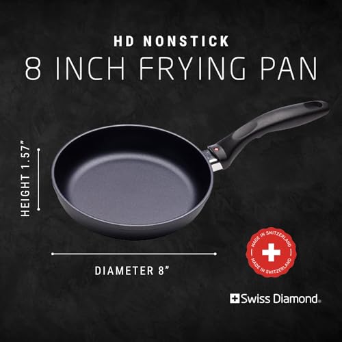 Swiss Diamond 8-Inch Grey Nonstick Frying Pan, Oven and Dishwasher Safe