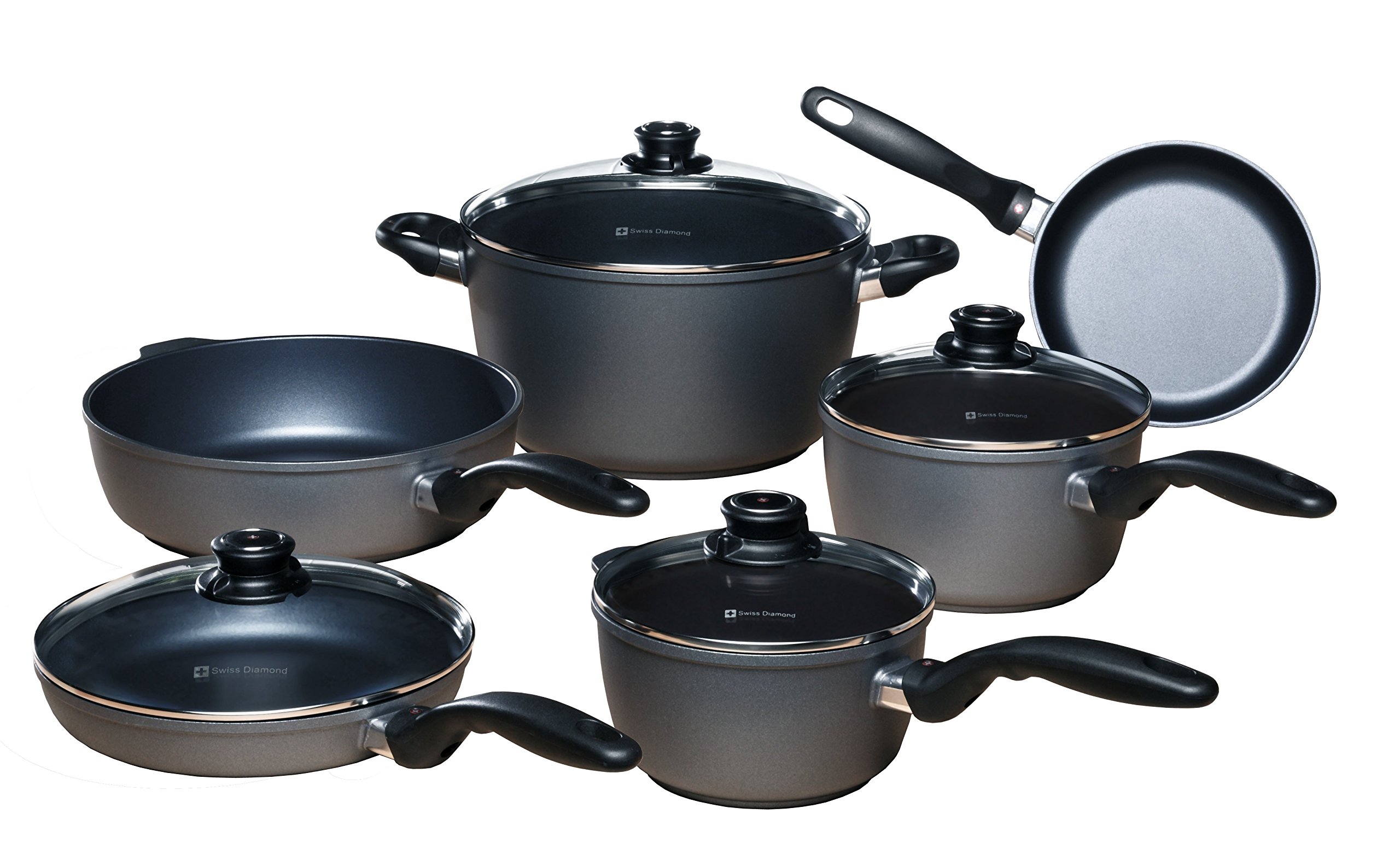 Swiss Diamond 10-Piece Nonstick Cookware Set